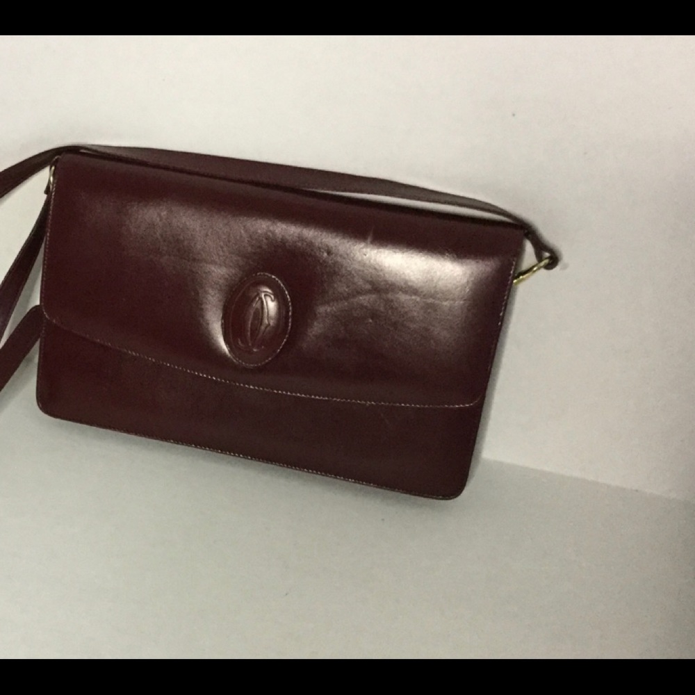 🌹CARTIER Burgundy Leather Crossbody/Clutch vintage